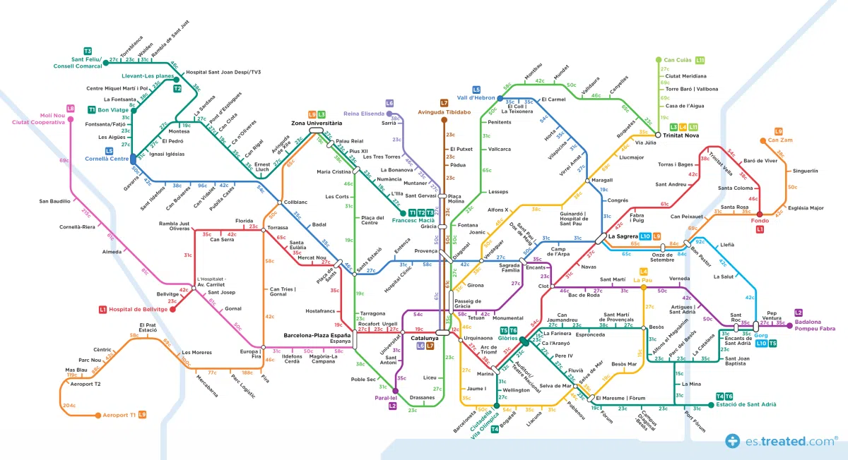 Новая карта метро Барселоны считает калории