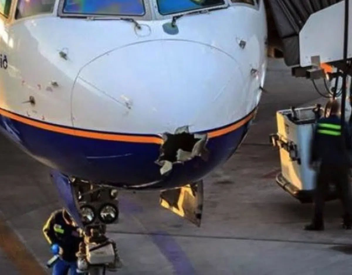 Самолет Icelandair долетел из Исландии в США с дырой в носу